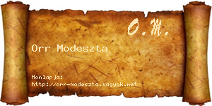 Orr Modeszta névjegykártya